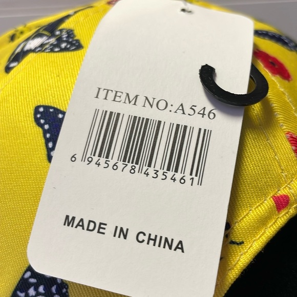 Butterfly & Ladybug Yellow Cap with Multicolored Butterflies Baseball Cap - Picture 5 of 12